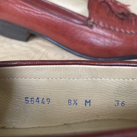 VTG Freeman brown leather tassel loafers with woven vamp (size 8.5) - Picture 5 of 8